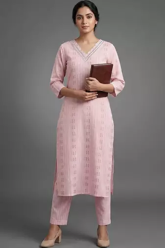 tailored women printed regular kurta with trousers