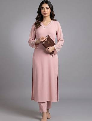 smart women regular beads and stones silk crepe kurta with trousers 1