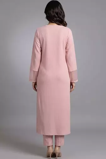 smart women regular beads and stones silk crepe kurta with trousers