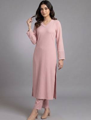 smart women regular beads and stones silk crepe kurta with trousers 6