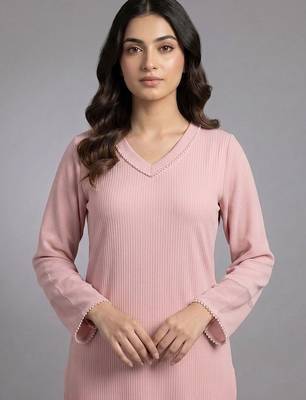 smart women regular beads and stones silk crepe kurta with trousers 7