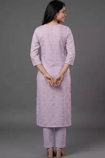 tailored women ethnic motifs regular thread work kurta with trousers