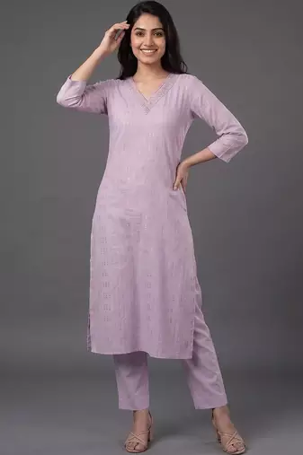 tailored women ethnic motifs regular thread work kurta with trousers