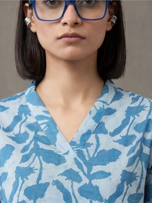 formal women floral printed regular cotton kurta with trousers 6