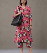 everyday workwear women printed regular cotton kurta with trousers