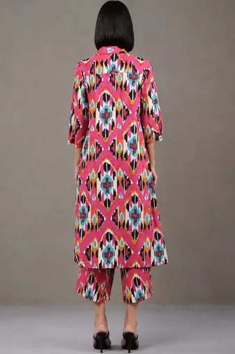 everyday workwear women printed regular cotton kurta with trousers
