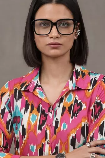 everyday workwear women printed regular cotton kurta with trousers