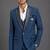 Steel blue contrast lapel tuxedo set