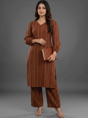formal women printed regular silk crepe kurta with palazzos 1