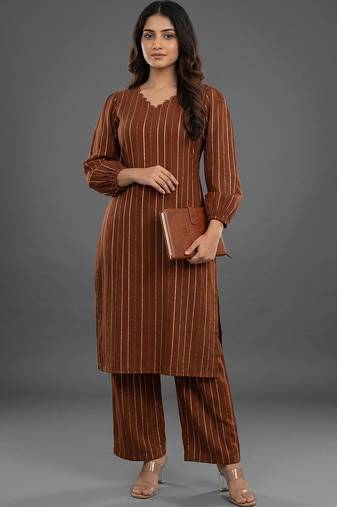 formal women printed regular silk crepe kurta with palazzos