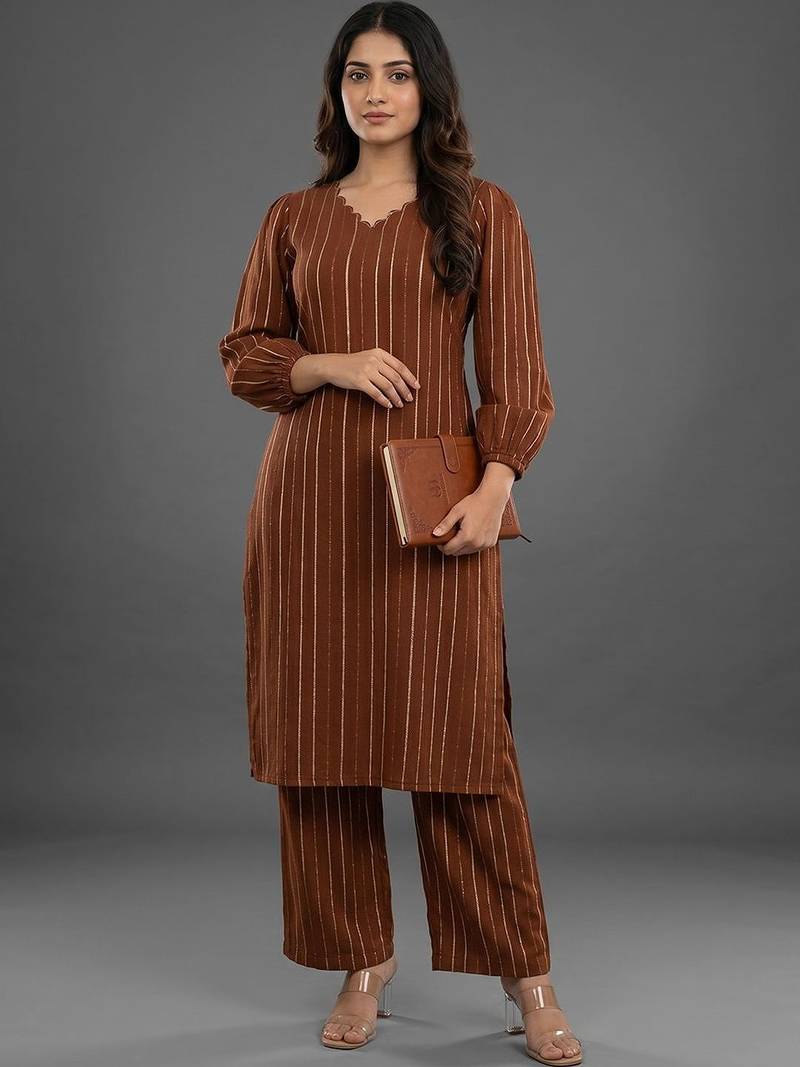 formal women printed regular silk crepe kurta with palazzos