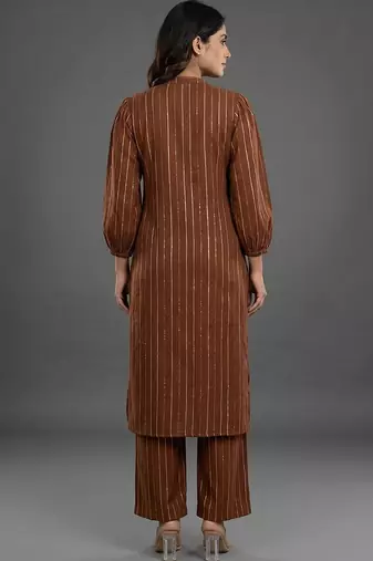 formal women printed regular silk crepe kurta with palazzos