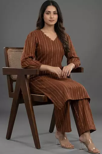 formal women printed regular silk crepe kurta with palazzos