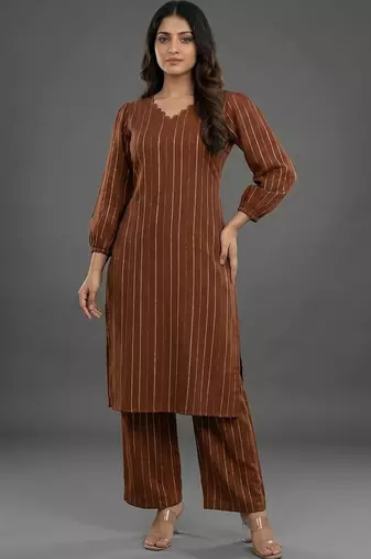 formal women printed regular silk crepe kurta with palazzos