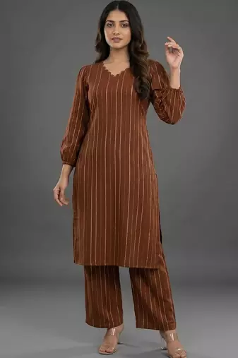 formal women printed regular silk crepe kurta with palazzos