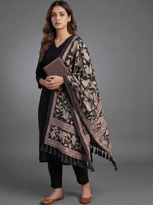 workwear women floral regular kurta with trousers & with dupatta 1