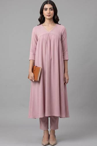 structured women empire silk crepe kurta with trousers