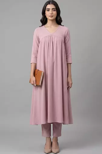 structured women empire silk crepe kurta with trousers