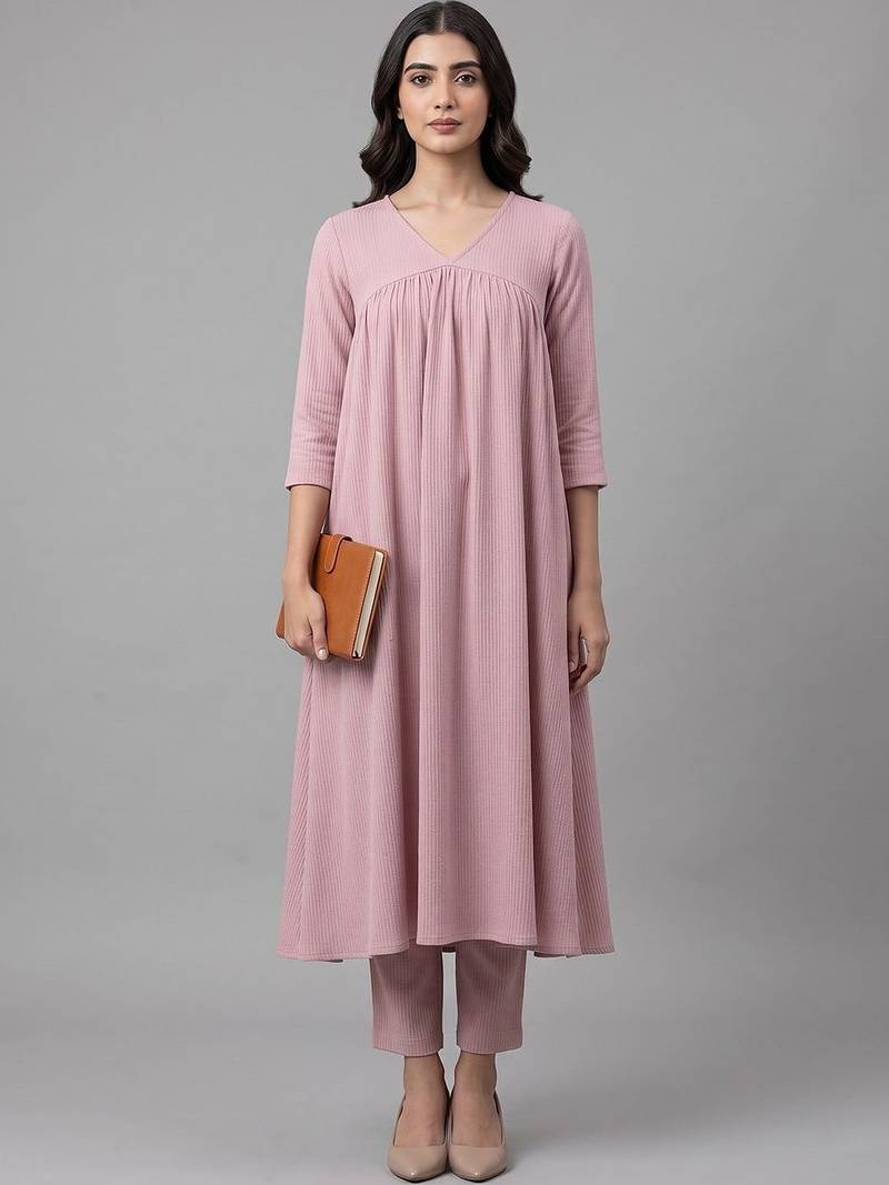 structured women empire silk crepe kurta with trousers