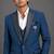 Steel blue contrast lapel tuxedo set