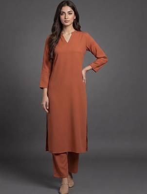everyday workwear women regular silk crepe kurta with trousers 6