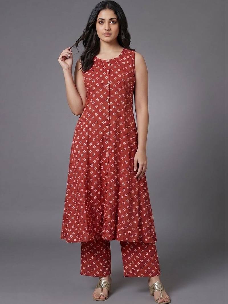 tailored women printed regular kurta with trousers