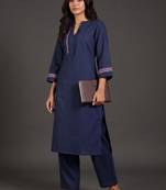 tailored women ethnic motifs embroidered regular thread work kurta with palazzos