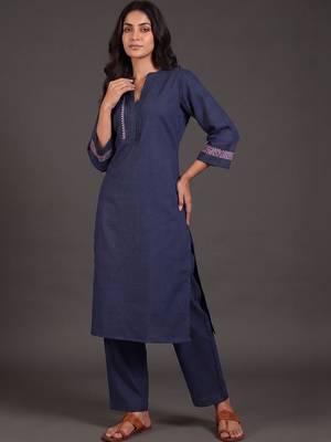 tailored women ethnic motifs embroidered regular thread work kurta with palazzos 6