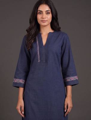 tailored women ethnic motifs embroidered regular thread work kurta with palazzos 7