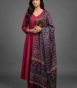 structured women ethnic motifs embroidered regular kurta with palazzos & with dupatta