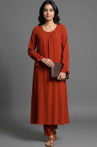 tailored women regular kurta with trousers