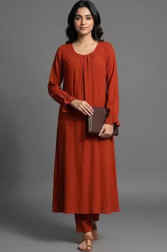 tailored women regular kurta with trousers