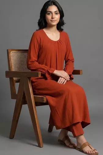 tailored women regular kurta with trousers