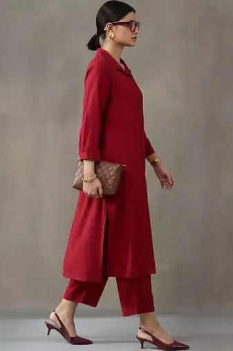 tailored women regular kurta with trousers