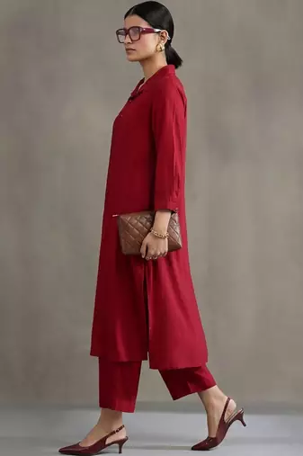 tailored women regular kurta with trousers