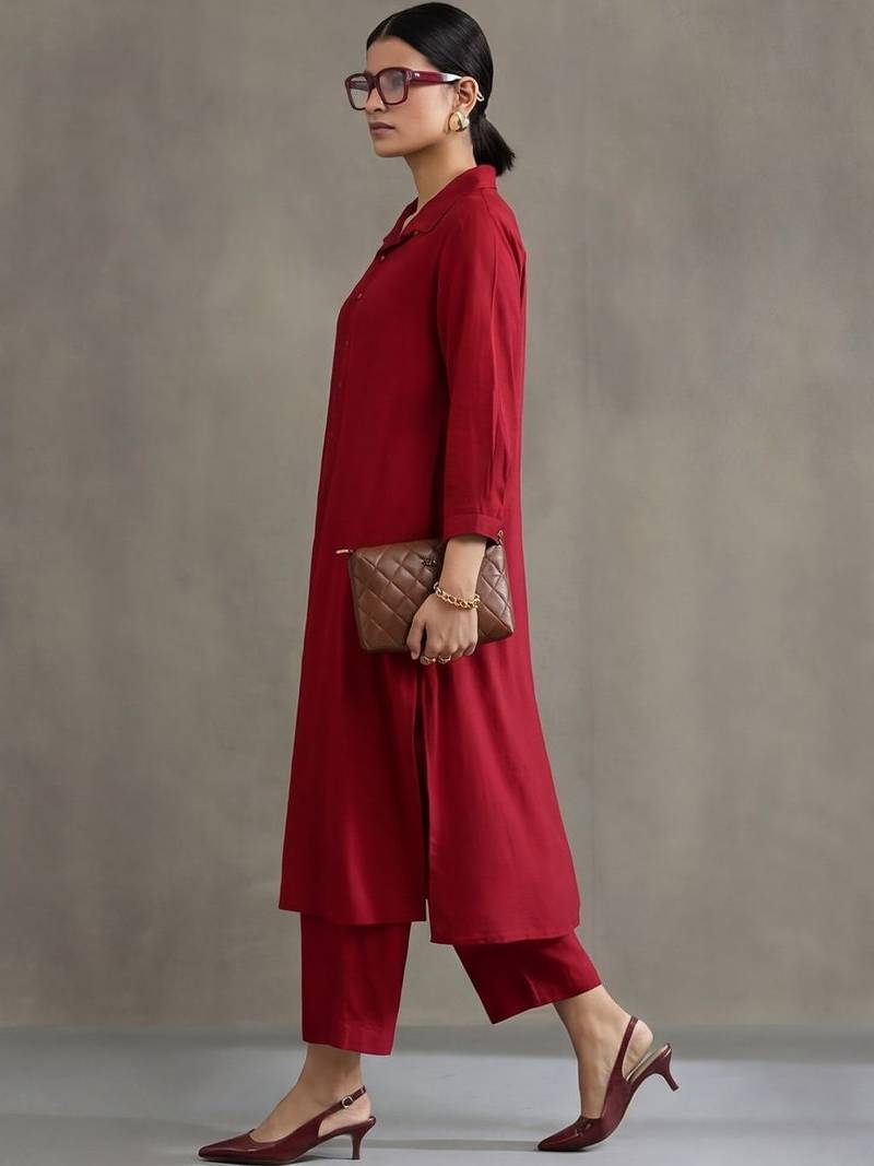 tailored women regular kurta with trousers