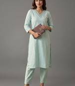 formal women regular mirror work kurta with trousers