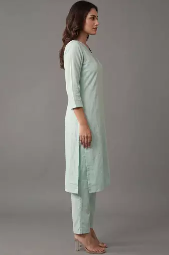 formal women regular mirror work kurta with trousers