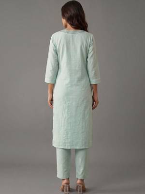 formal women regular mirror work kurta with trousers 3
