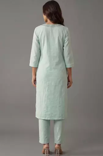 formal women regular mirror work kurta with trousers