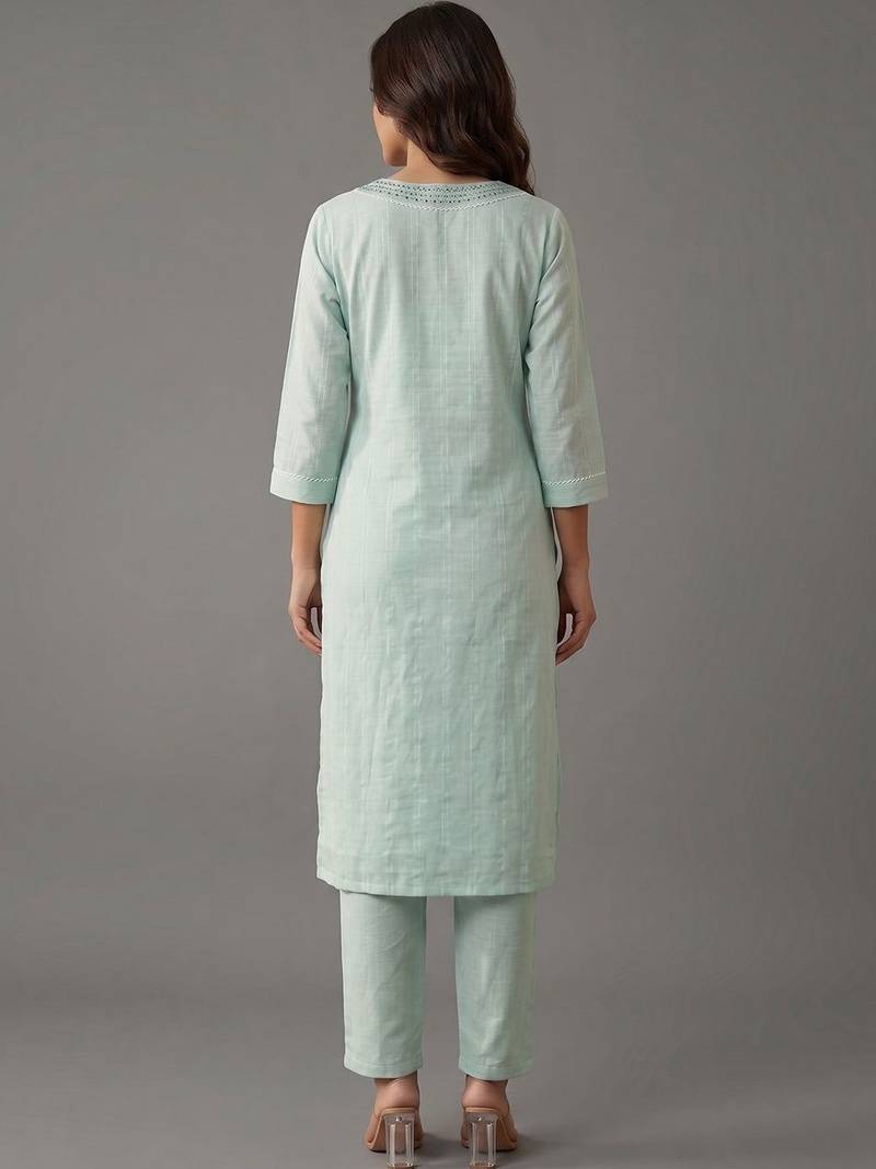 formal women regular mirror work kurta with trousers