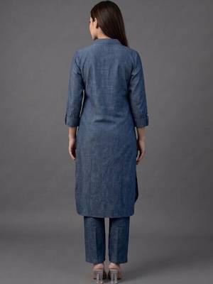 workwear women ethnic motifs embroidered regular thread work kurta with trousers 3