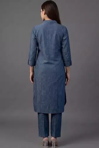 workwear women ethnic motifs embroidered regular thread work kurta with trousers