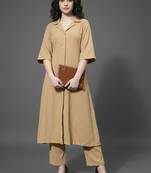 everyday workwear women regular silk crepe kurta with trousers