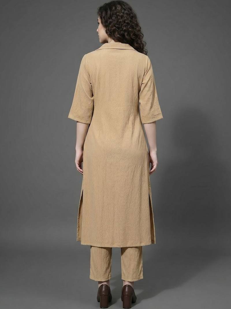 everyday workwear women regular silk crepe kurta with trousers