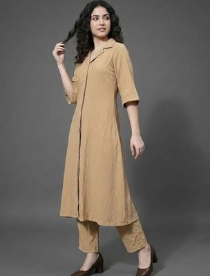 everyday workwear women regular silk crepe kurta with trousers 6
