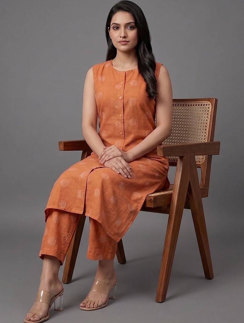 everyday workwear women printed regular kurta with trousers