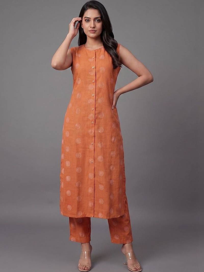 everyday workwear women printed regular kurta with trousers