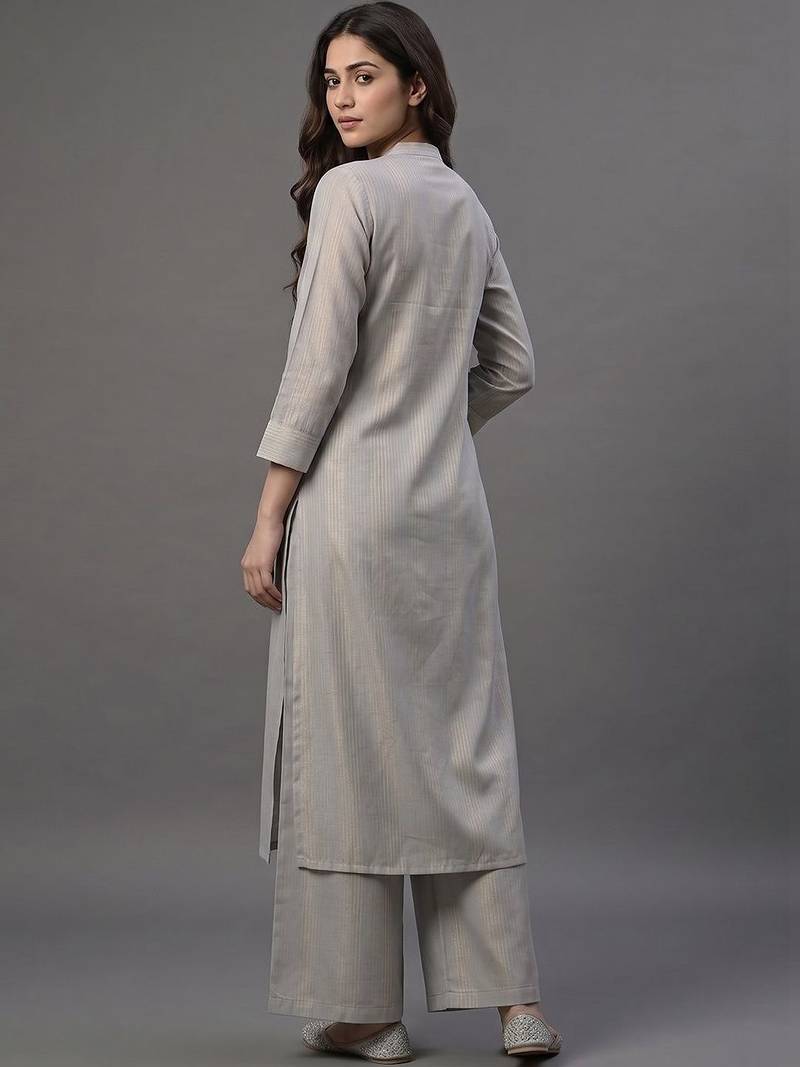 tailored women striped regular kurta with palazzos