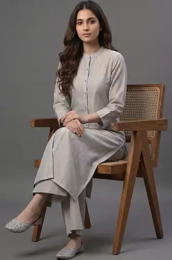tailored women striped regular kurta with palazzos